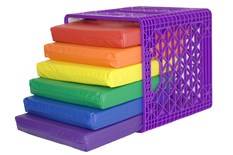 KINDERCRATE WITH 6 SQUARE KINDERCUSHIONS