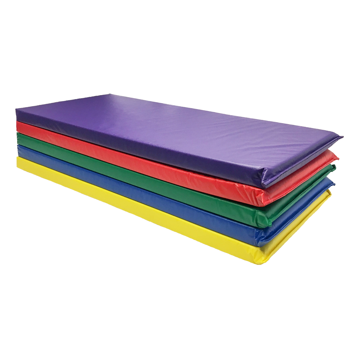 5 PACK OF 2" RAINBOW DESIGNER KINDERMATS (RED, YELLOW, GREEN, BLUE, PURPLE) + 5 FITTED SHEETS FOR RAINBOW MATS