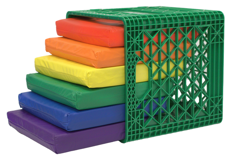 KINDERCRATE WITH 6 SQUARE KINDERCUSHIONS